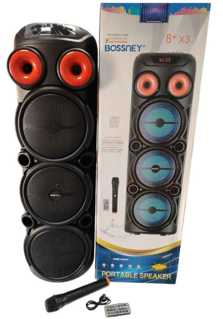 Parlante bluetooth 8 x 3 con accesorios