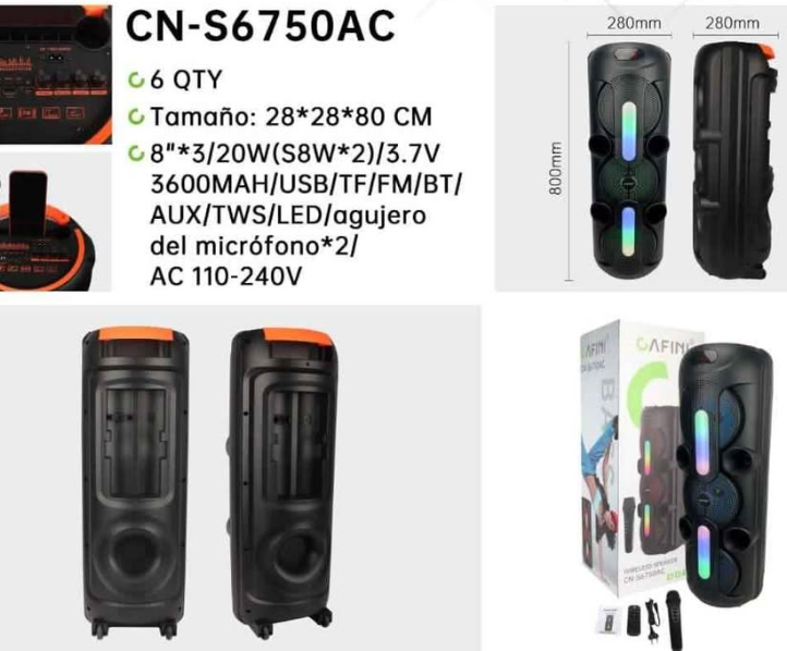 Parlante bluetooth 8 x 3 ideal karaoke